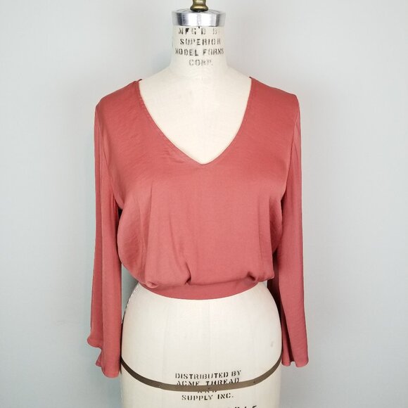 Rusty Red Patrons of Peace * Free People * Silky Open Back Crop Top with Tie * M - Picture 2 of 9